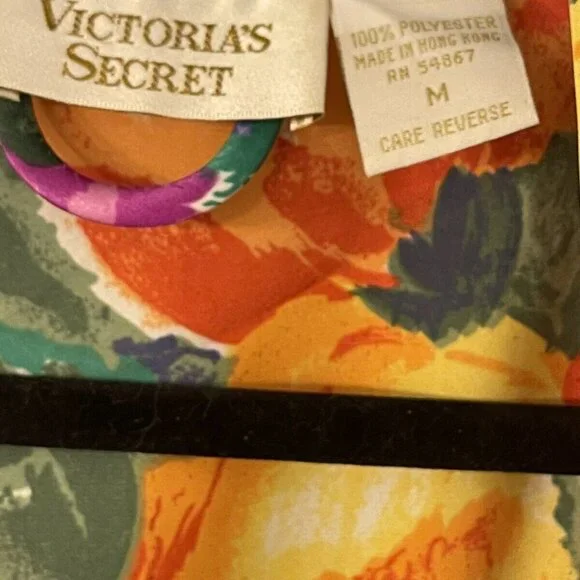 VICTORIA'S SECRET 90 Gold Label Vintage Floral Satin Peignoir Robe Sz M - Picture 3 of 5